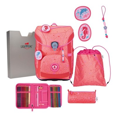 DerDieDas ErgoFlex Easy Superflash Set 6-teilig Schulranzen Coral Reef Neu