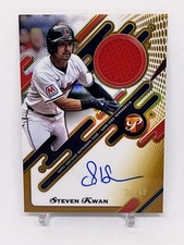 Steven Kwan 2025 Topps Pristine Pieces Gold Game Used Patch Auto /50 Guardians