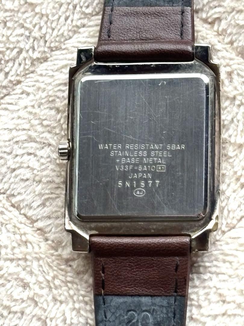 Seiko Alba VIENT V33F Watch Triple Calendar Moonphase Square White