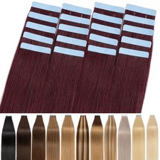 10-60PCS Tape In Russian Remy Thick Human Hair Extensions Skin Weft Straight USA