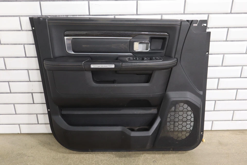 13-18 Ram Longhorn Limited Black Leather Door Panel Set (Front/Rear) Woodgrain - Image 2 of 4