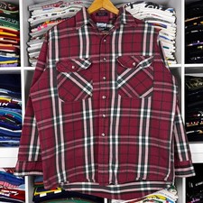 VTG Sears Fieldmaster 70's Shadow Flannel Shirt Made in USA sz. L red
