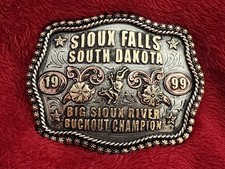 Bull Riding X Treme Rodeo Champion Trophy Buckle  Sioux Falls SD  1999  Rare  843