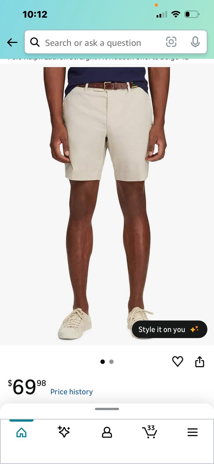 NWT Polo Ralph Lauren Shorts 42T TALL HUDSON TAN Classic Fit Chino Preppy $70 thumbnail 3