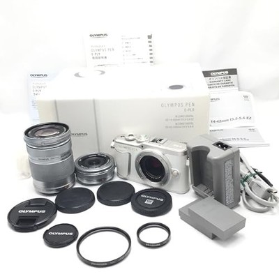 OLYMPUS PEN E-PL9 Weiß Digitalkamera + 14-42mm, 40-150mm Doppelzoom Kit mit Box