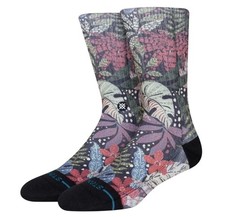 Stance Seacret Garden Crew Socks NWT M M: 8-8.5 W: 8-10.5 Green Floral