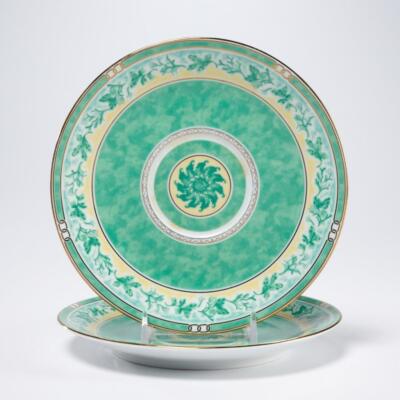 Christofle France Alliance Vert Bread Butter Green Side Plates Pair Lot 6.75''dia