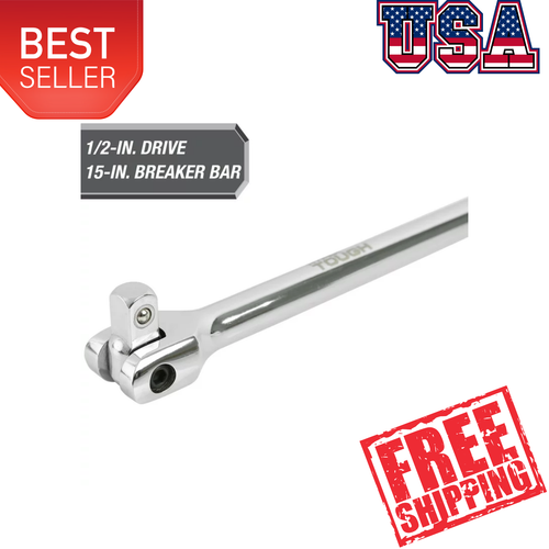 Hyper Tough 15Inch 1/2Inch Rust Resistant Breaker Bar with Rotating