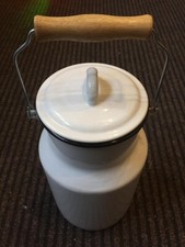 Original Metall Emaille Milchkanne Weiß Milch Kanne Spülmaschinenfest 2 l NEU