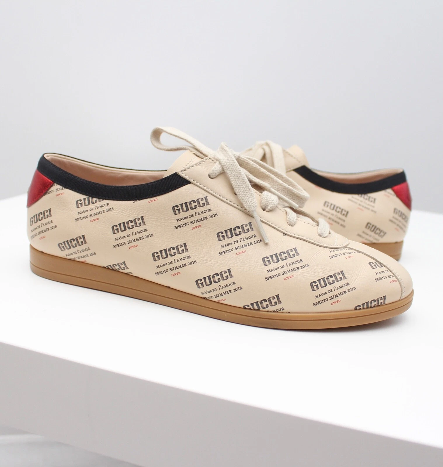 Baskets basses pour femmes imprimé veau GUCCI 38 1/2 US8,5 fabriquées en ITALIE