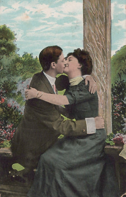 Lovers Kiss And Embrace Romantic Couple Posted Divided Back Vintage Postcard