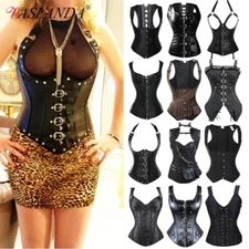 Women's Burlesque Bustier Basque Corset Tops Lingerie Steampunk Fancy Dress UK