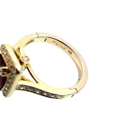 Anillo Vintage Oro Amarillo 14k 1.35ctw Rubí y Diamantes 0.40ctw Talla 5.75 - Imagen 2 de 6