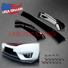 3pcs Gloss Black Front Bumper Lip Splitter Body Kit For 2014-2017 Honda Fit