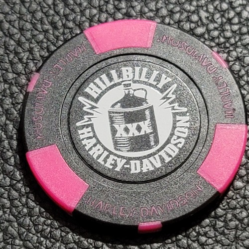 HILLBILLY HD- TENNESSEE (Black/Neon Pink white stamp) Harley Davidson Poker Chip