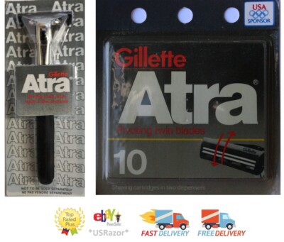 11 Gillette Atra Razor Blades Refills Cartridges Shaver Handle Original Open USA