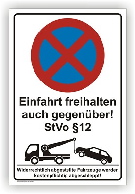 Einfahrt freihalten §12 StVO,Schild,Halteverbot,Parkverbot,Warnschild, P0262