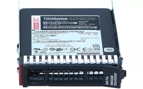 For Lenovo 4XB7A17077 960GB ThinkSystem Entry SATA 02JG533 2.5" 6Gb Hot Swap SSD - Afbeelding 1 van 2