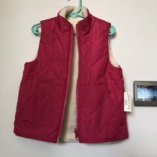 New Toddler Girl Reversible Bubble Gum Pink And White Puffer Vest Size XS 4/5 Y
