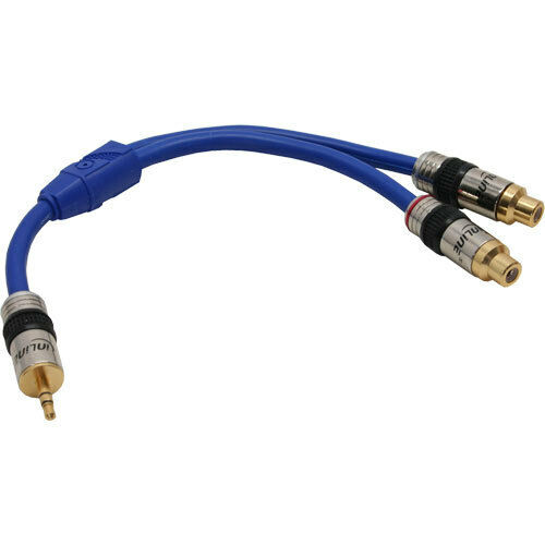 Thumbnail - Inline Audiokabel, Cinch-buchse/klinke-stecker, Premium, Blau, 0,25m