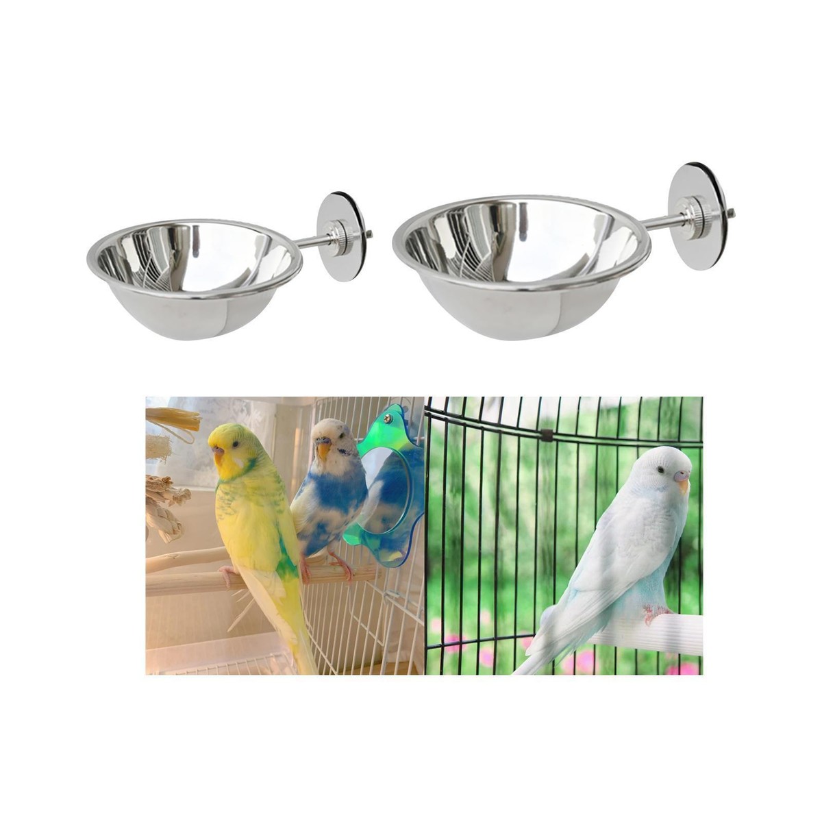 Bird Water Bowl Parrot Cage Accessories Stainless Steel Bird Feeding ... - Parrot Cage Accessories That Hang From