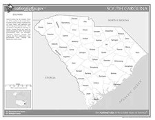 South Carolina State Counties Black White Laminated Wall Map
