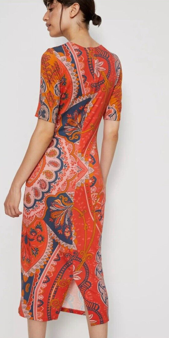 Farm Rio Anthropologie Giannina Knit Midi Dress Orange Multi Size S