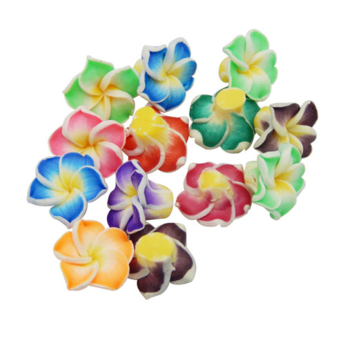 20 STCK. Plumeria Frangipani Blume Polymer Ton Perle Hawaiianisches Armband Handwerk 15 mm - Bild 1 von 6