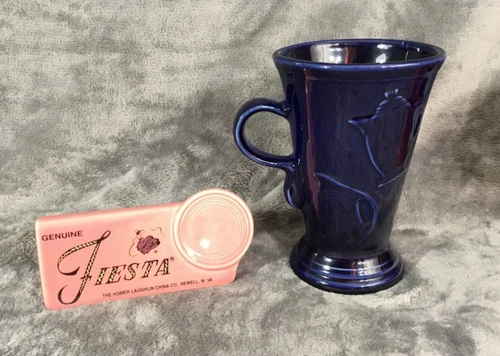 Homer Laughlin Fiesta Ware 6" Cobalt Blue Pedestal Coffee Mug - Retired.
