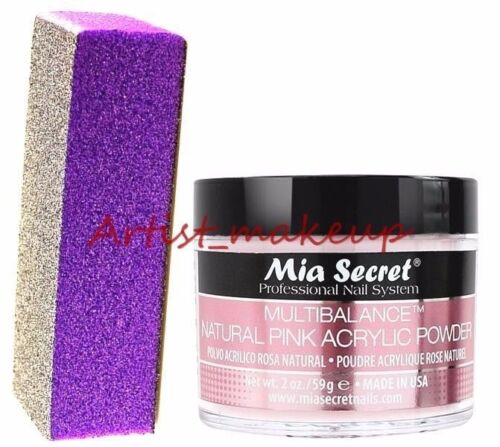 Mia Secret Acrylic Multibalance Nail Powder Size: 2 oz + Mia Sponge File - USA