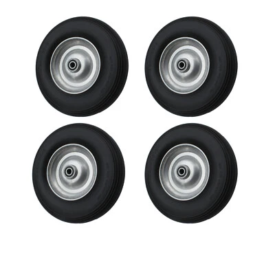 STRICKER-ROLLEN 4 St. 4.80/4.00-8 PU Schubkarrenrad Stahlfelge Achse Pannensicher Vollgummi A1