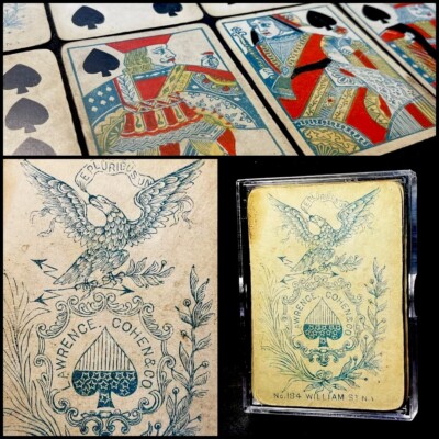 c1860 Lawrence Cohen & Co Historic Early NY American Euchre Playing Cards & ACE