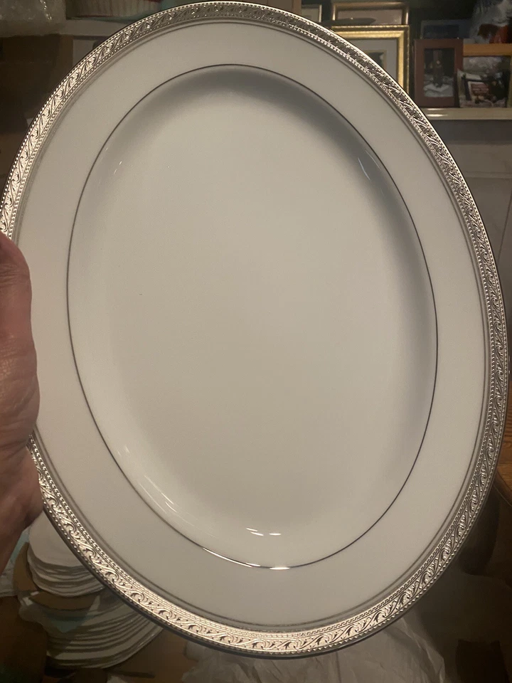 NORITAKE CRESTWOOD PLATINUM 4166 ONE LARGE OVAL SERVING PLATTER 14”  NEW - image 2 of 4