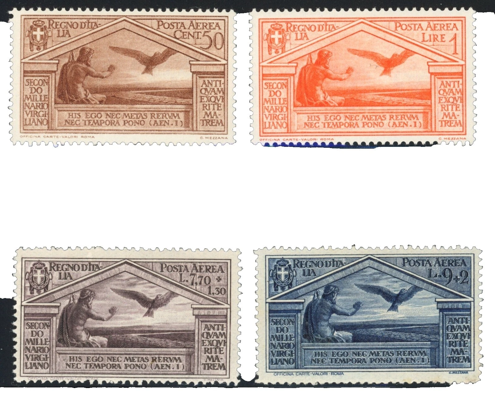 Разноцветные итальянские марки авиапочты