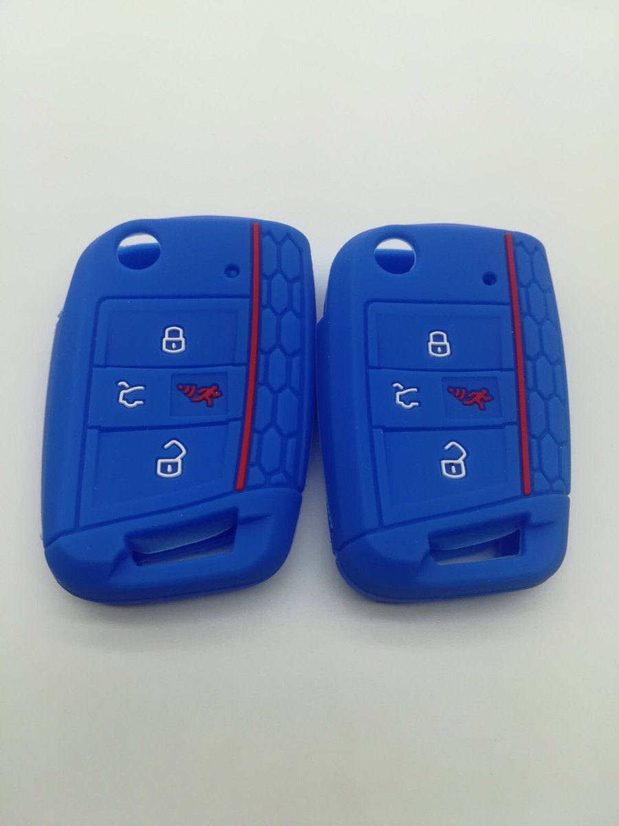 2*Blue Remote Key Cover for 2019-2021 Volkswagen Tiguan Atlas