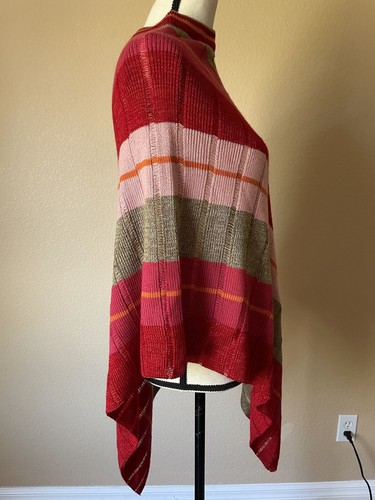ECHO Knit Colorful Asymmetrical Shawl Wrap Poncho Multicolor One Size 28x28” - Picture 3 of 9