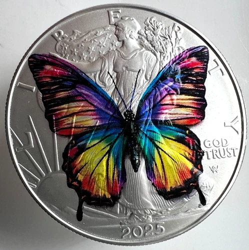 Rainbow Butterfly - American Silver Eagle 1oz .999 Silver Dollar Coin