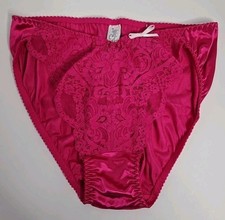 Vtg Oscar De La Renta Satin Panty Mesh Lace Hi-Cut Medium Union Made USA 21012