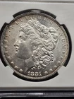 1881 o Morgan Silver Dollar 1$ Old Coin Mint Harder Toned ms