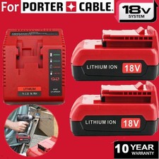 2PACK 18V Lithium Battery /Charger for Porter Cable 18 Volt PC18B PC18BL PC18BLX