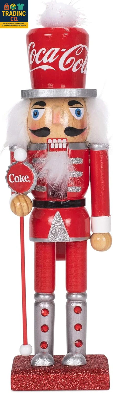 Coca-Cola 10-Inch Wooden Nutcracker, Multicolor (CC6202)