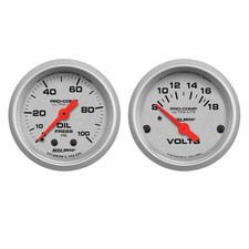 Autometer 43914321 Universal Ultra Lite 52.4mm Silver Voltmeter Oil Pressure