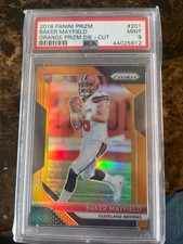 2018 Panini prism Baker Mayfield orange prism die cut PSA nine rookie card. rookie card picture