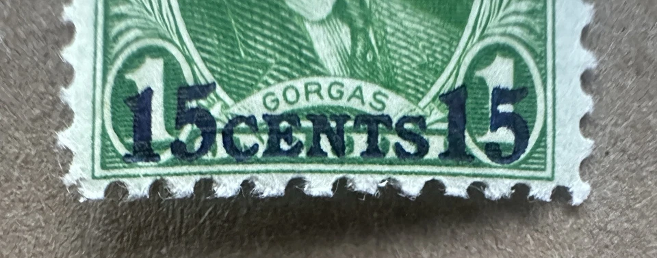 Canal Zone - 1931 - 15 Cents on 1 Cent Yellow Green Airmail # C2 Mint NH OG - Image 3 of 4