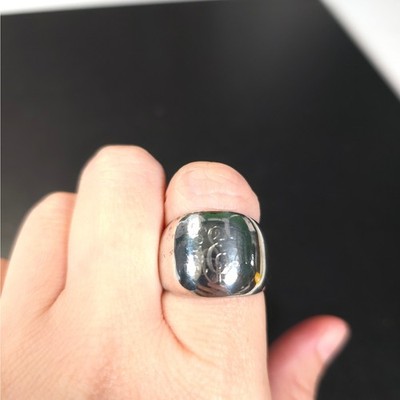 Vintage Unsigned 925 Thick Band Monogramed Ring Dents Size 9