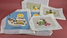 5 Completed Food Seasons Color Canvas Needlepoint Lemons Winter Summer Salt