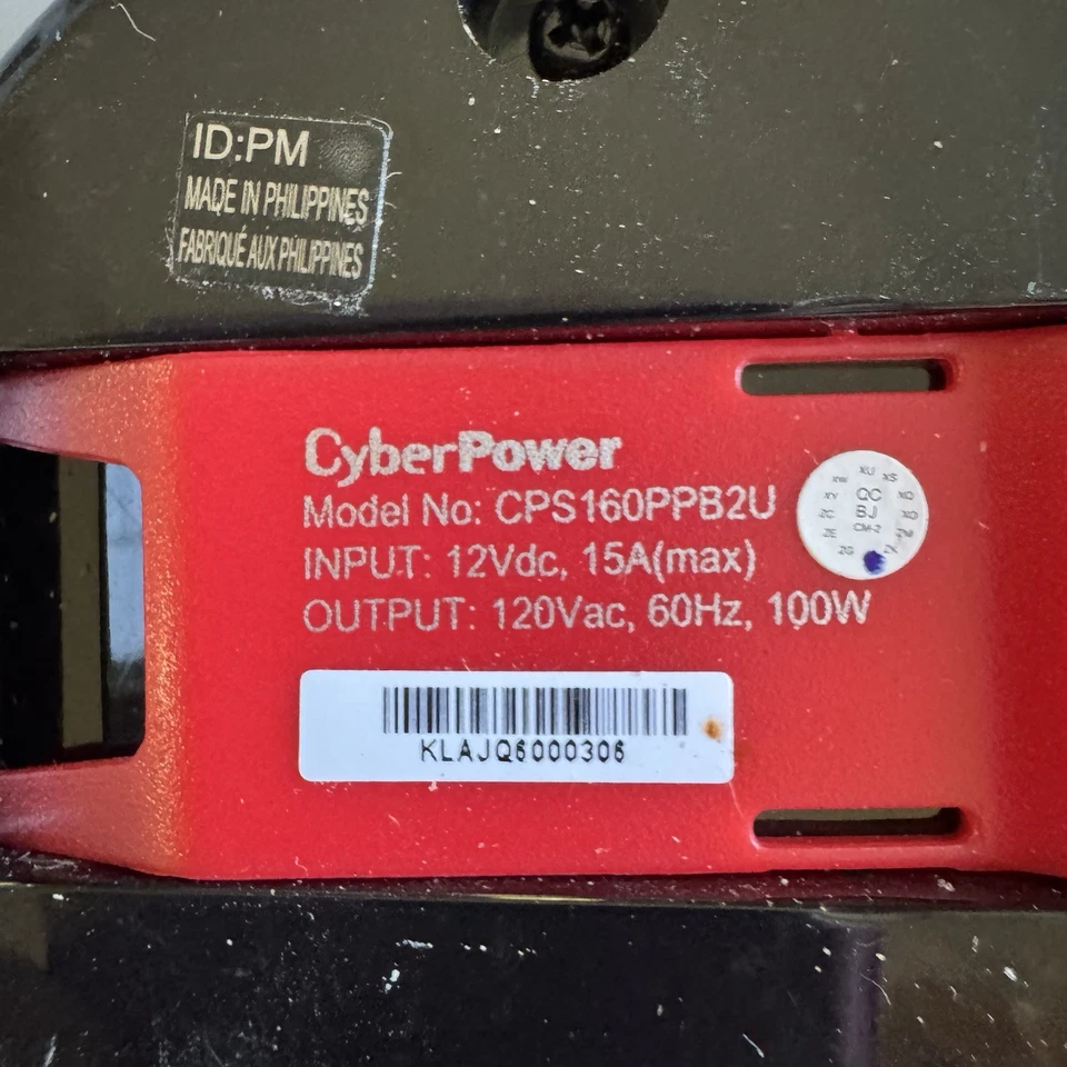 Cyberpower CPS160PPB2U 160 Power Inverter With 2 AC Outlets, Black/Red - Image 3 of 3