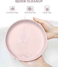 Toddler Plates with Suction 2 Pcs, BPA Free Silicone Suction Plates for Baby ...