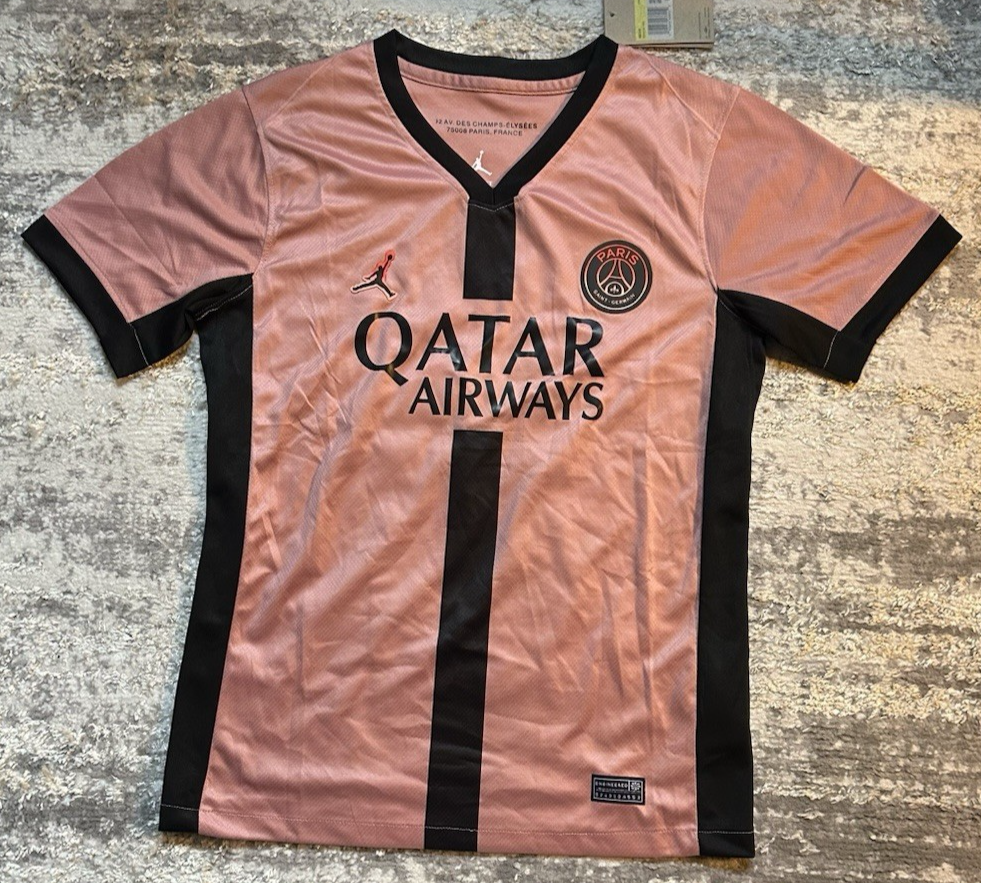 PSG Jordan Pink Third Jersey Qatar Airways 