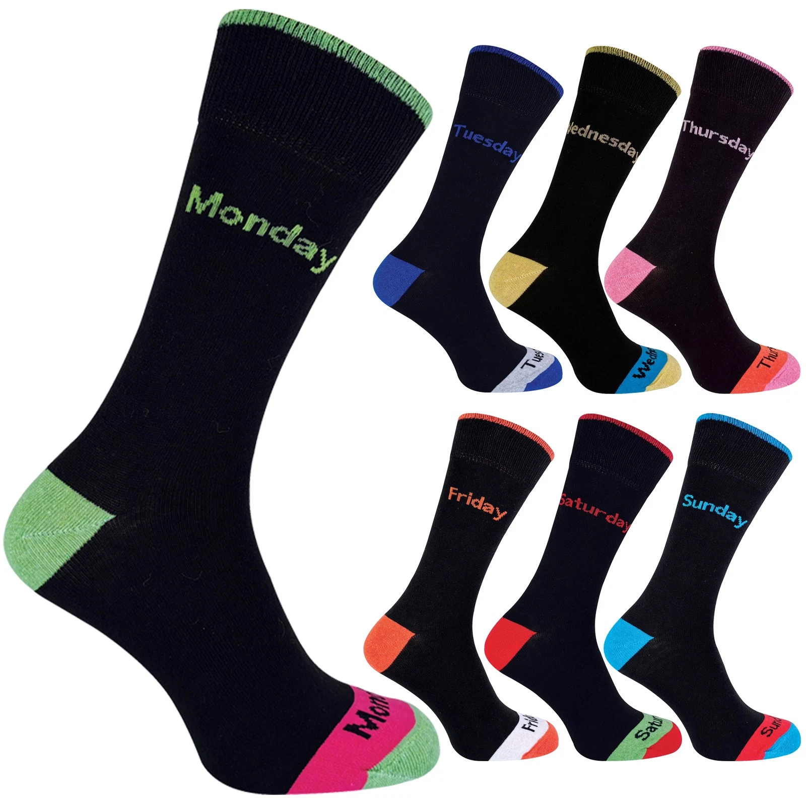 Mens Days of the Week Socks by Sock Snob 7 Multi Pack Novelty Socks